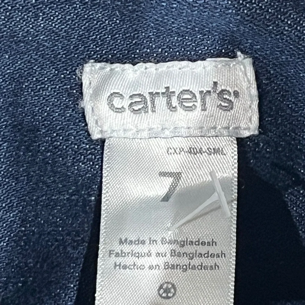 Carters Boys Denim Jean Jacket‎ with Hood Patches Trucker Style Size 7